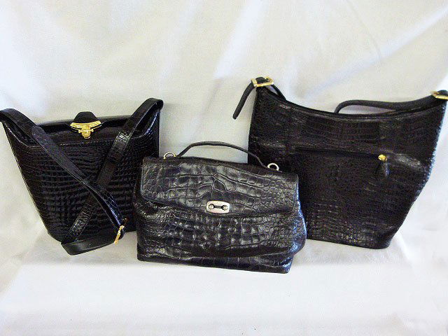 LOT (3) BLACK ALLIGATOR LEATHER HANDBAGS INCL. SONIA (1 of 4)