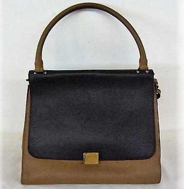 VINTAGE CELINE TAN/BLACK LEATHER/SUEDE TOTE (1 of 5)