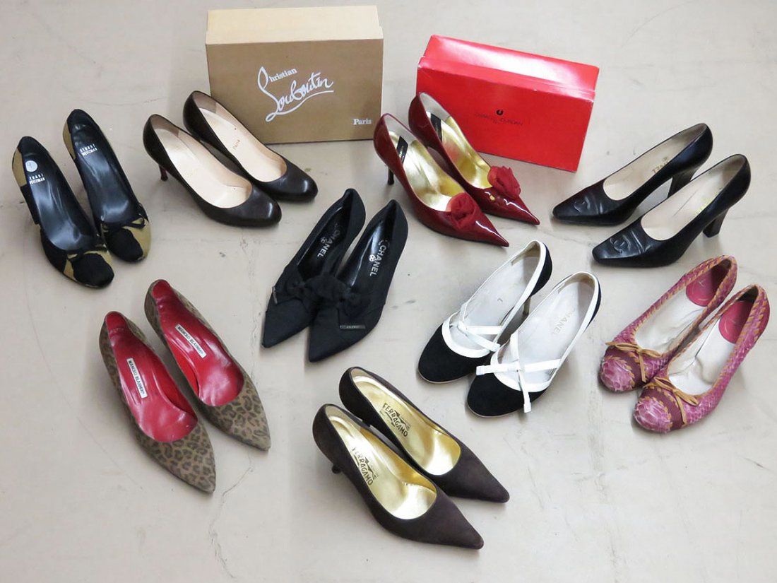 9 PR VINTAGE DESIGNER SHOES INCL. LOUBOUTIN, FERRAGAMO, (1 of 3)