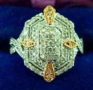 ART DECO 14KT WHITE/ROSE GOLD/DIAMOND RING (1 of 3)