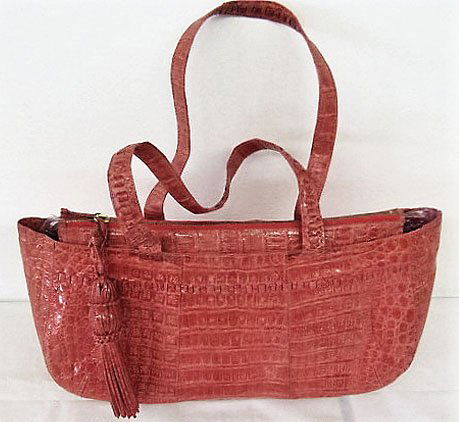 VINTAGE NANCY GONZALEZ CROCODILE (TANGERINE) HANDBAG (1 of 5)