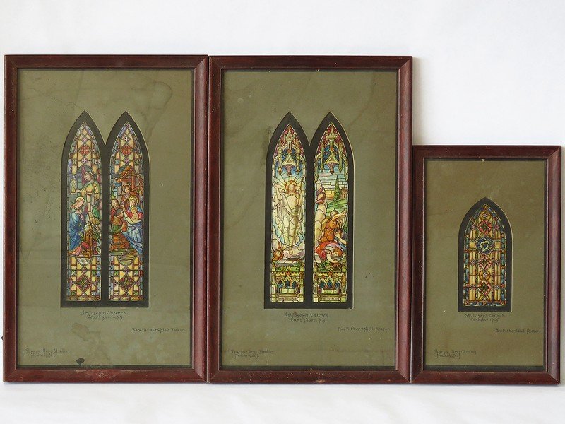 LOT (3) W/C CHURCH WINDOW DESIGNS (SHARPE BROS STUDIOS (1 of 5)