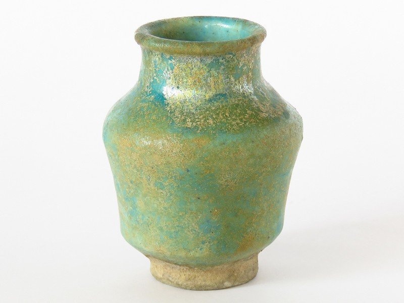 CHINESE HAN DYNASTY POTTERY/GREEN GLAZED VASE 206 BC: H. 3"