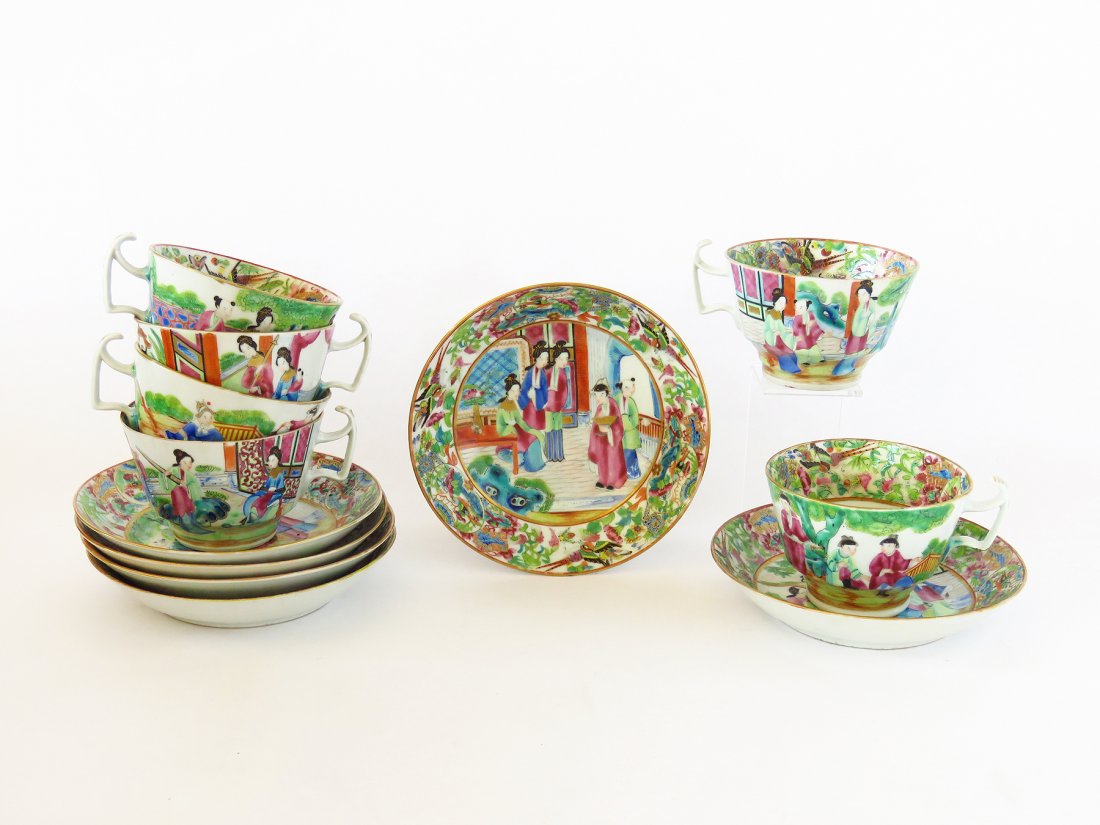 LOT CHINESE EXPORT PORCELAIN ROSE MEDALLION TEA (1 of 7)