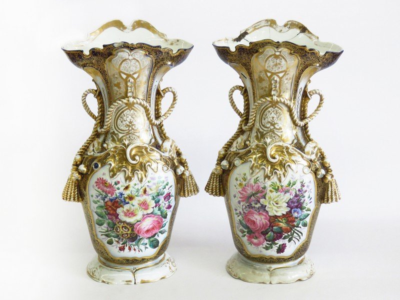 PR. FRENCH OLD PARIS PORCELAIN FLOOR VASES 19TH C. (1 of 9)
