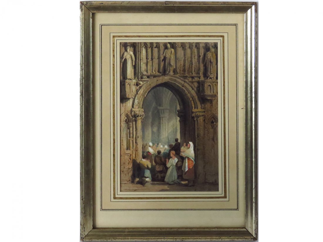 W/C CHURCH ENTRANCE INFO VERSO SAMUEL PROUT 1783-1852 (1 of 4)