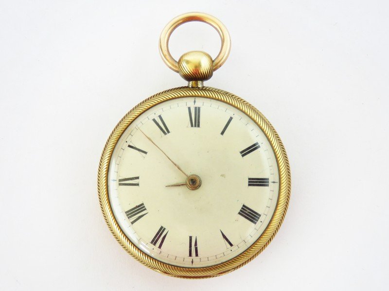 EARLY ENGLISH 18KT KEY WIND POCKET WATCH 18/19TH C. (1 of 4)