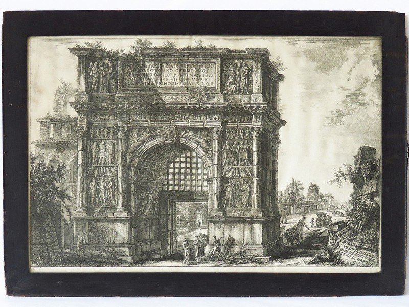 ETCHING VEDUTA-DELL-ARCO-DI BENEDETTO NEL-REGNO-DI: SIGNED PIRANESI (GIOVANNI 1720-1778) ,20" X 28 1/2"