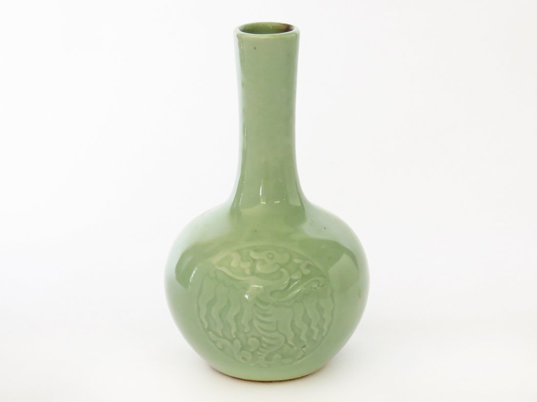 CHINESE CELADON VASE SIGNED W/6 CHARACTER MARK 19TH C. (1 of 5)