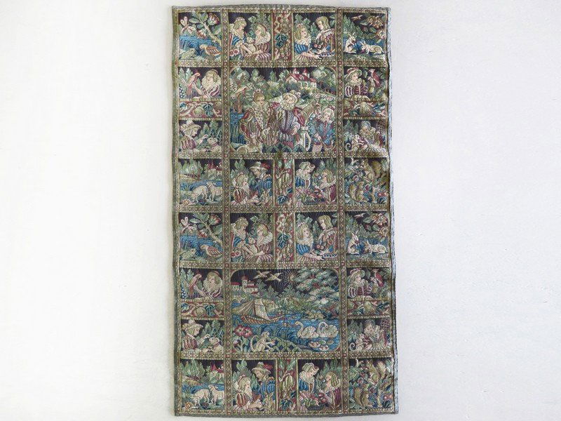 FRENCH STORY BOOK TAPESTRY WALL HANGING 19TH C. (1 of 9)
