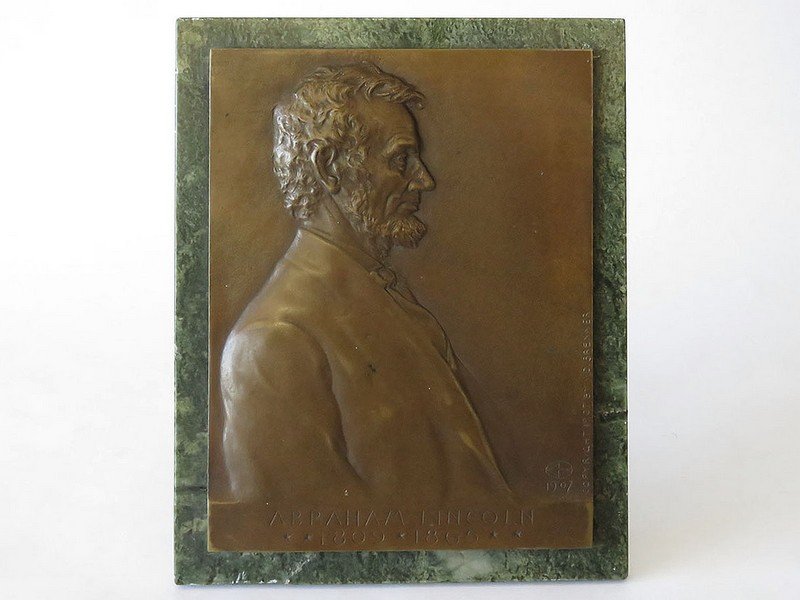 BRONZE PLAQUE ABRAHAM LINCOLN VICTOR D. BRENNER 1907 (1 of 7)