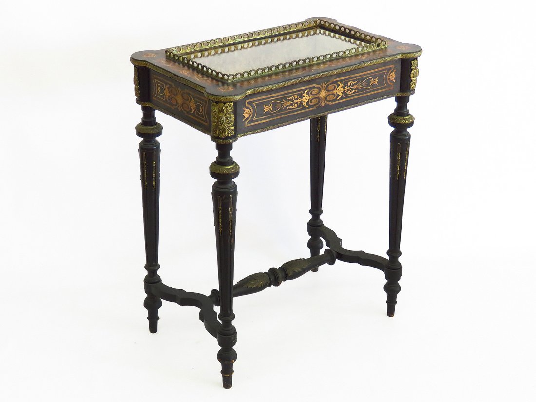 FRENCH MARQUETRY INLAID SHOWCASE/TABLE 19TH C. (1 of 7)