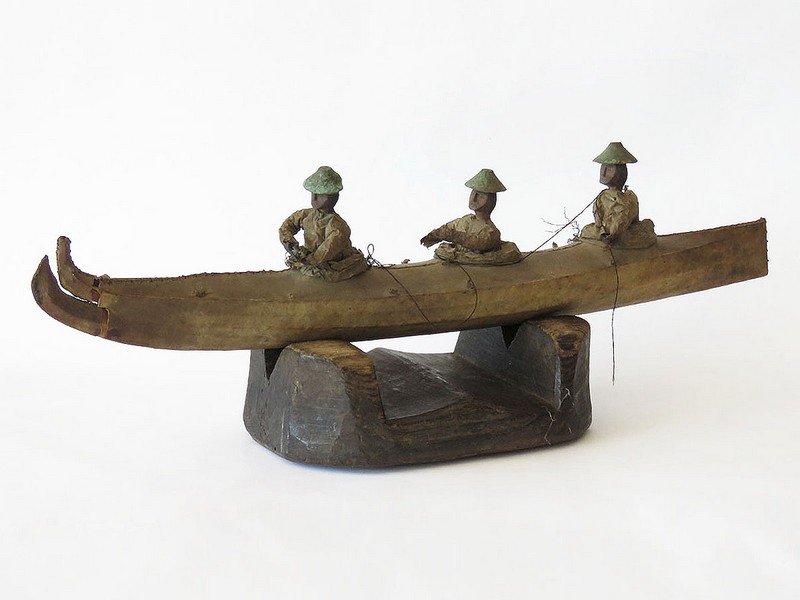 NORTH WEST COAST H/P INUIT KAYAK MODEL OF 3 PADDLERS (1 of 7)