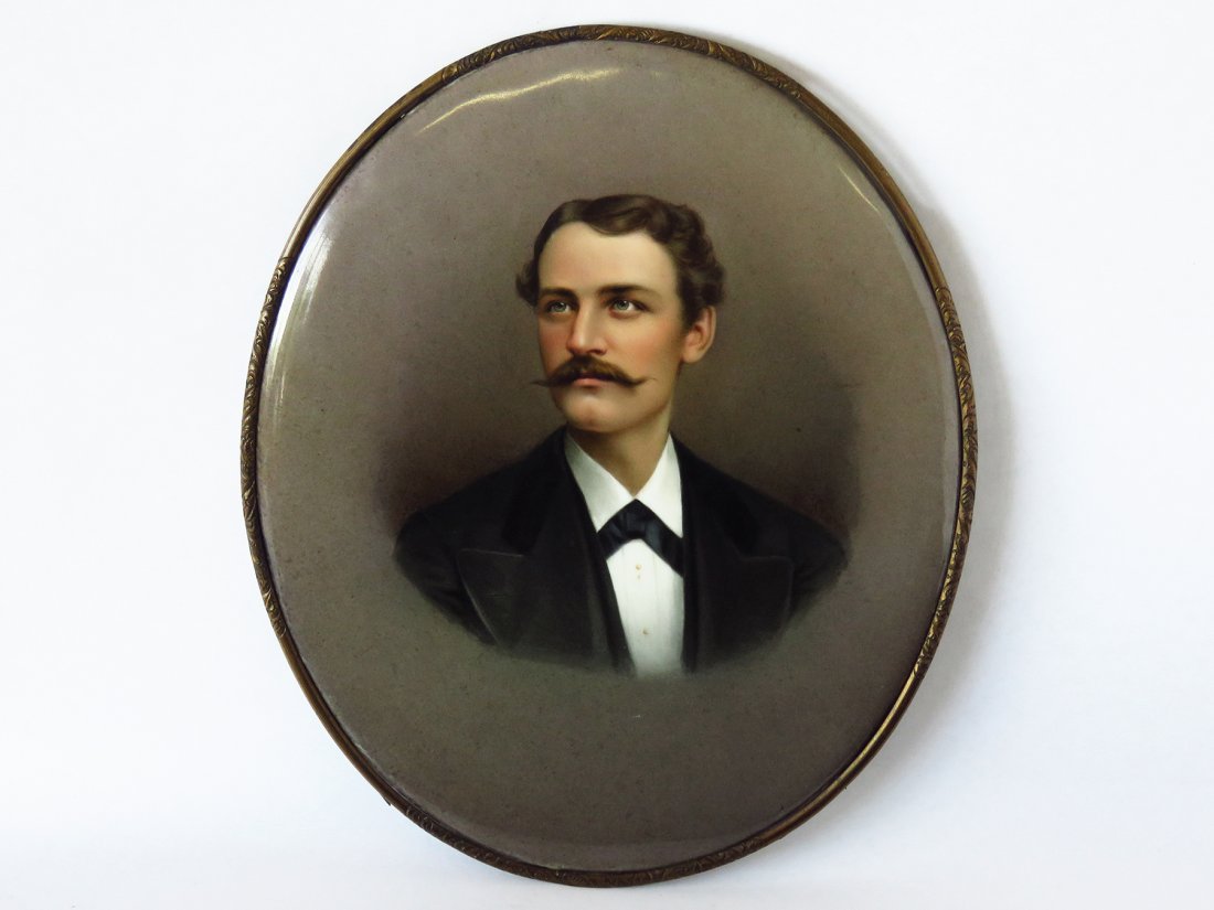 KPM PORCELAIN PLAQUE GENTLEMAN 19TH C.: H. 11" W. 9"