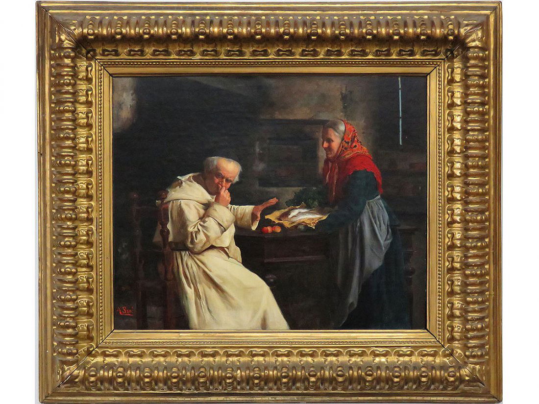 O/C "FRESH FISH" SIGNED A. SANI (ALESSANDRO 1856-1927) (1 of 8)