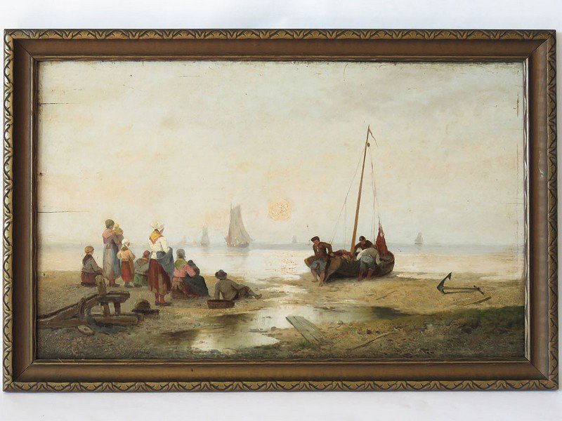 O/P SUNRISE SIGNED C. WRANIBE ? 19TH C. TITLED VERSO (1 of 7)