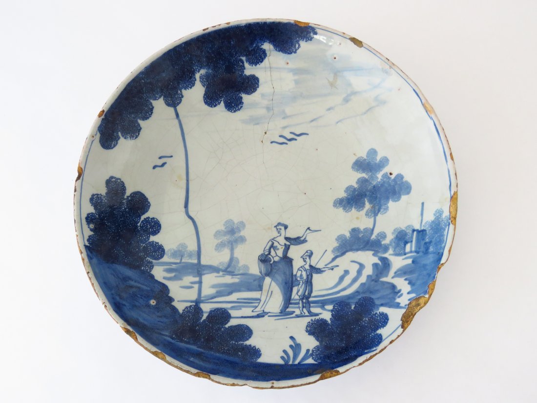 EARLY DELFT BLUE/WHITE CHARGER 17/18TH C. (1 of 5)
