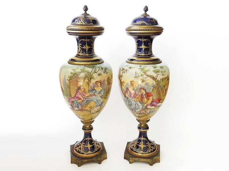 PR. FRENCH MONUMENTAL SEVRES URNS 18/19TH C. (1 of 10)