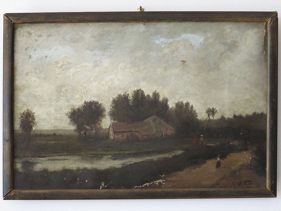 O/C LANDSCAPE W/ FIGURES SIGNED R.H. FULLER  BOSTON (1 of 7)