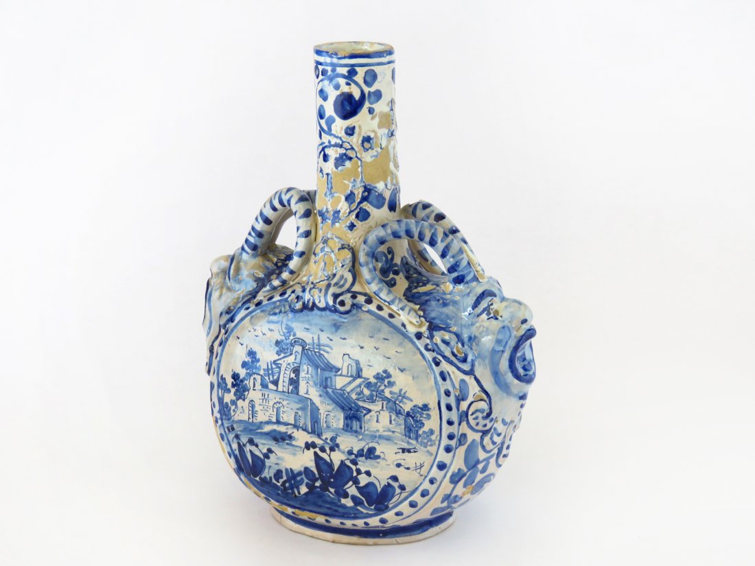 DELFT FAIENCE MOON FLASK VASE 18/19TH C. (1 of 6)