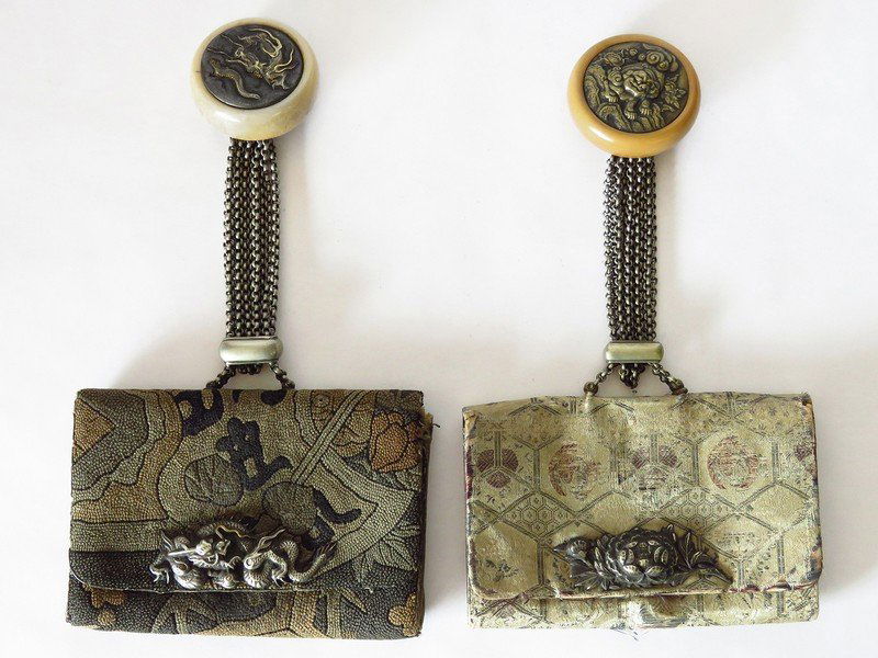 LOT (2) CHINESE SILK/EMBROIDERED PURSES 19TH C. (1 of 7)