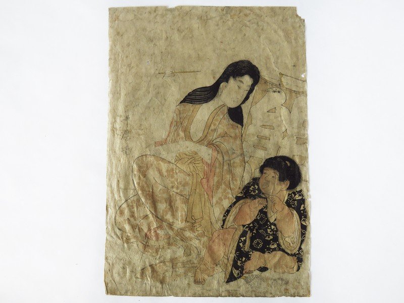 JAPANESE WOODBLOCK PRINT SIGNED KITAGAWA UTAMARO (1 of 5)