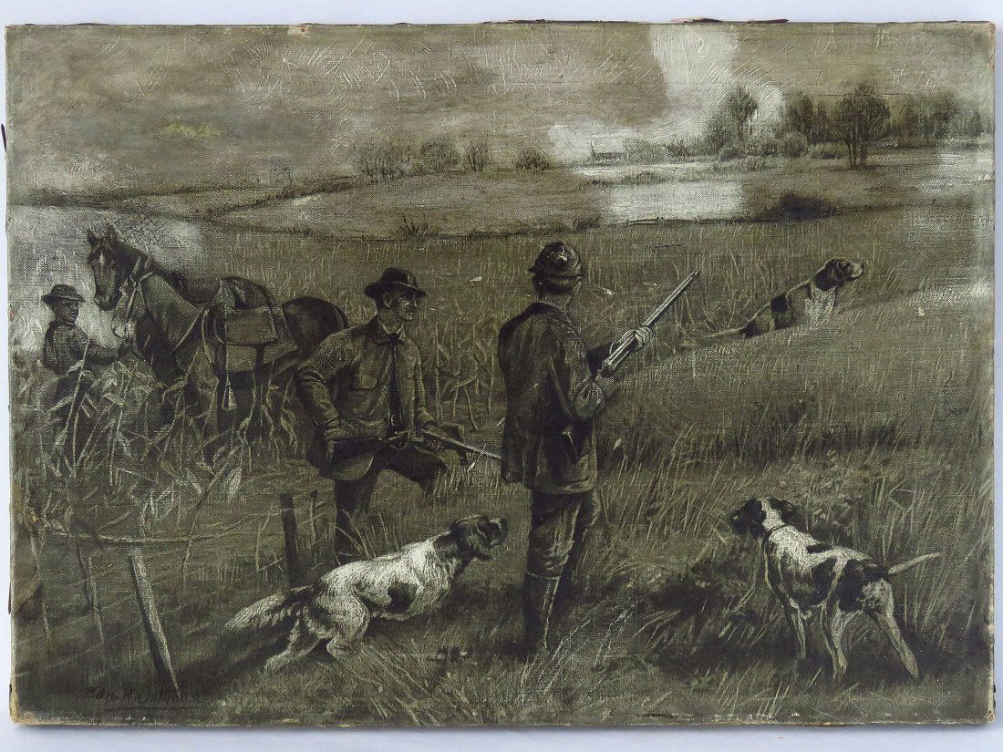 PRINT/CANVAS "BIRD HUNTERS" SIGNED EDWARD H. OSTHAUS (1 of 3)