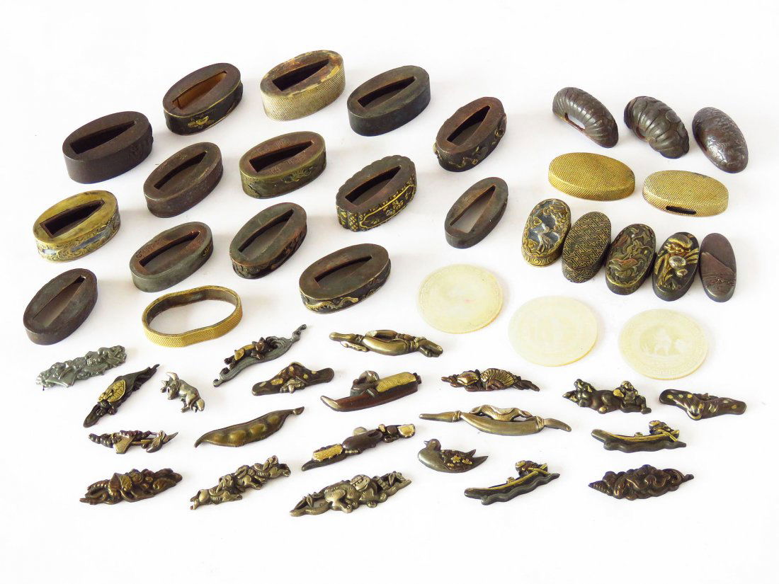 LOT ASSORTED JAPANESE SWORD FITTINGS, MENUKI, SEPPA, (1 of 10)