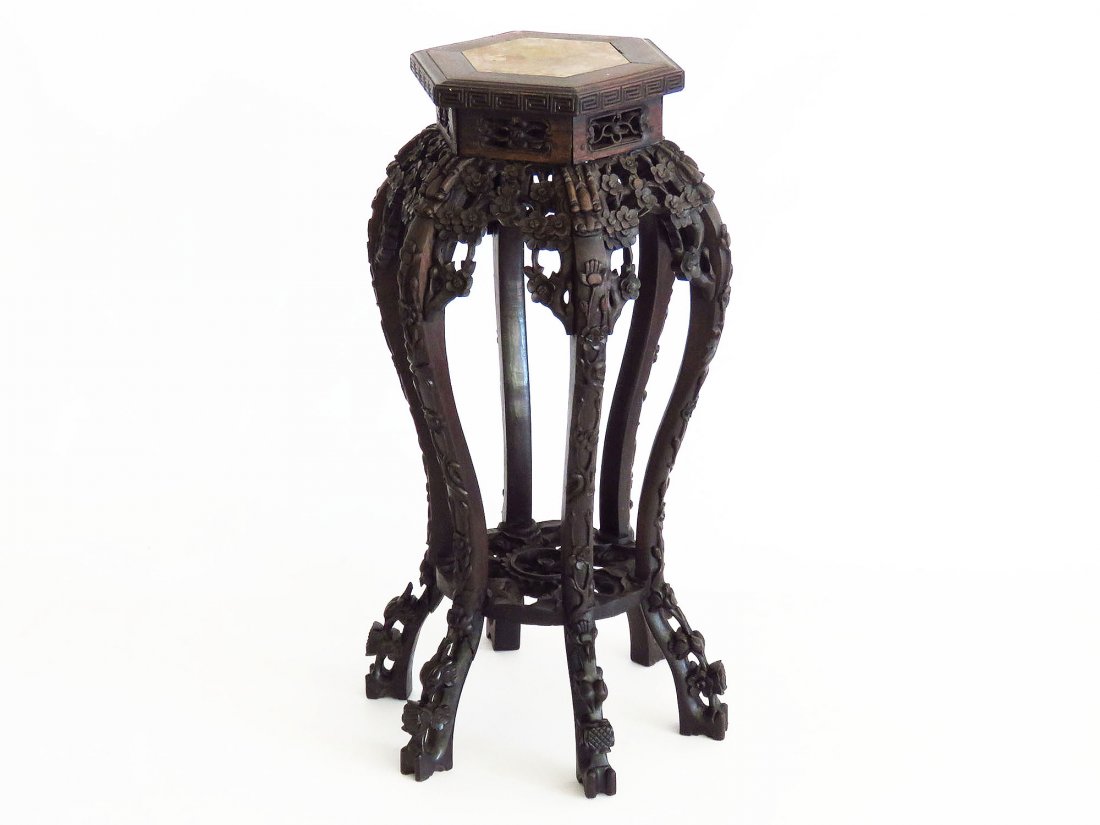 CHINESE CARVED ROSEWOOD FERN STAND 19TH C. (1 of 7)