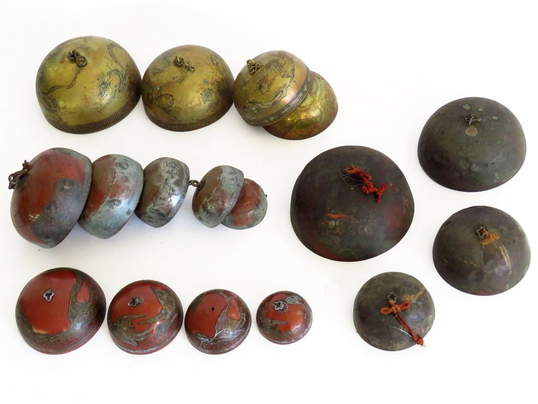 LOT ASSORTED CHINESE CEREMONIAL BRASS/COPPER GRADUATED (1 of 6)