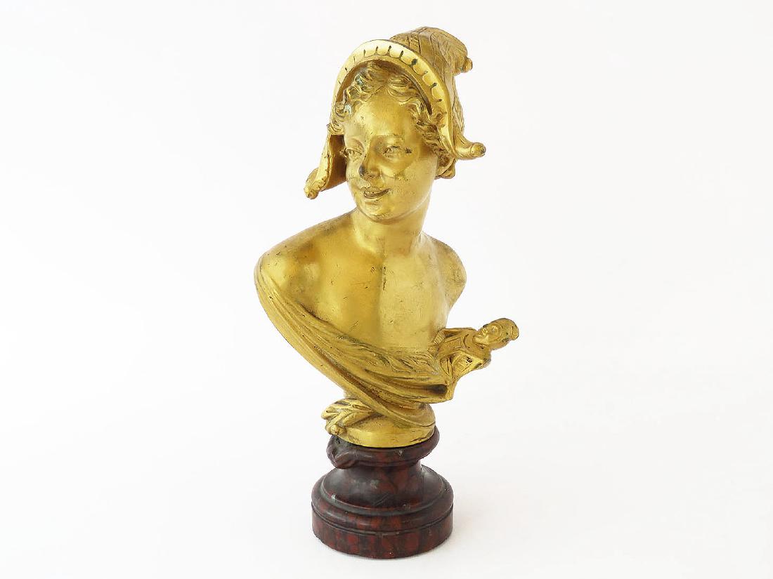 BRONZE CLASSICAL FIGURE/BUST SIGNED MILLET A PARIS: H. 10"
