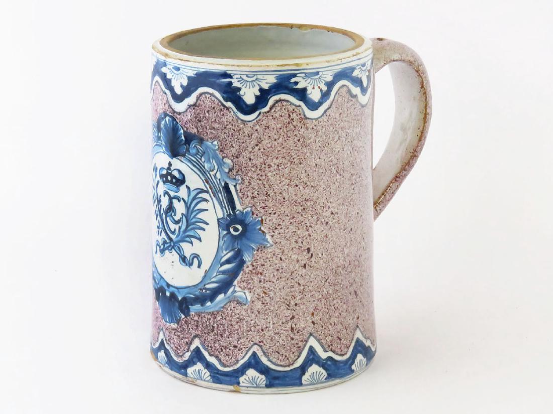DELFT FAIENCE POTTERY STEIN 17/18TH C.: H. 7 1/2"