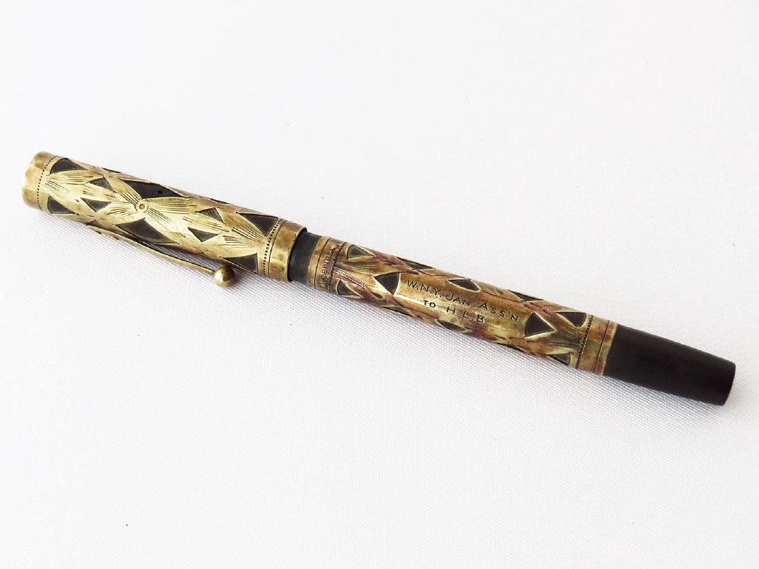 FINE WATERMAN'S 14KT GOLD FILIGREE FOUNTAIN PEN C. 1920: SEE PHOTOS