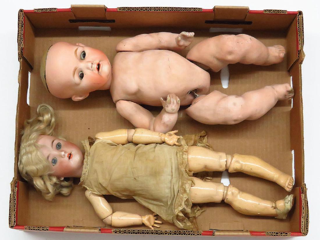 LOT 2 GERMAN/JAPANESE BISQUE DOLLS, SIMON HALBIG: LOT (2) GERMAN/JAPANESE BISQUE DOLLS INCL. SIMON HALBIG/HEINRICH HANDWORK/NIPPON