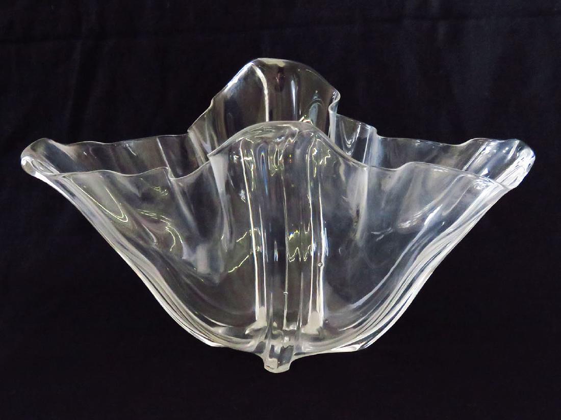 STEUBEN ART MODERN VASE SIGNED W/ FLEUR DE LIES: H. 7" W. 12"