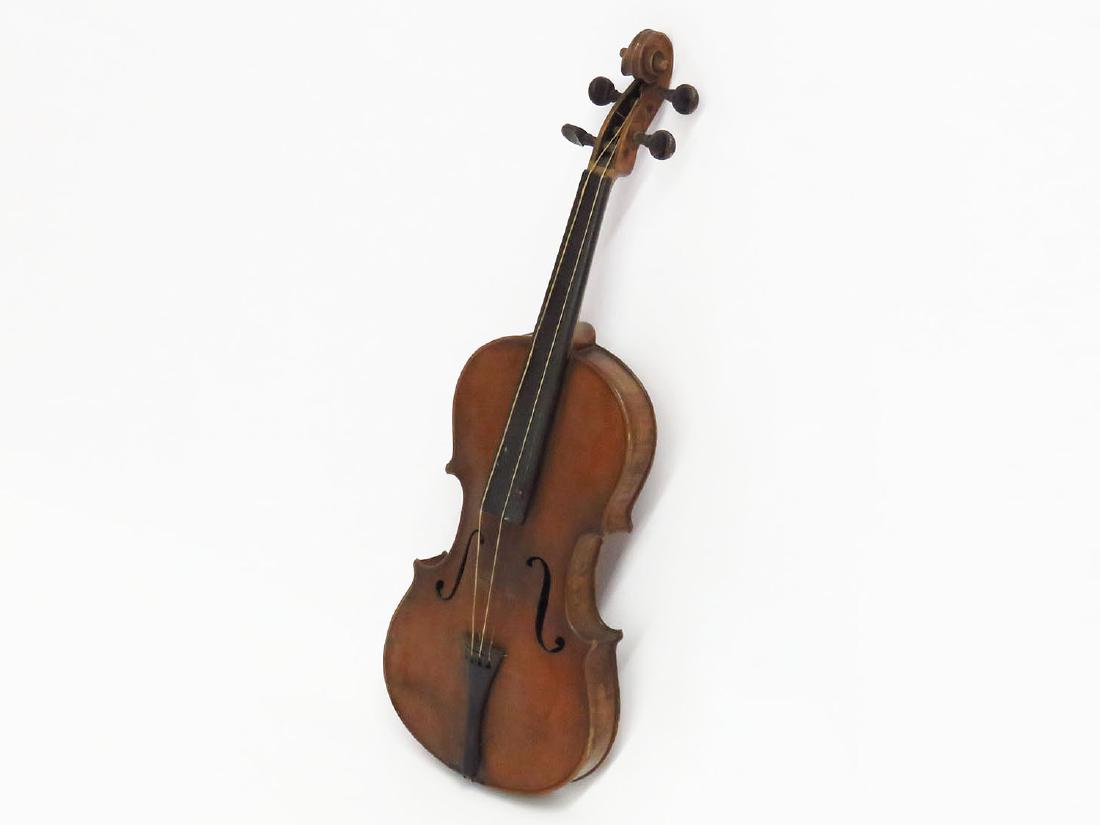 EARLY VIOLIN W/O W/ FULL FIGURED TIGER/CURLY MAPLE BODY: EARLY VIOLIN W/O W/ FULL FIGURED TIGER/CURLY MAPLE BACK/BODY 19TH C.