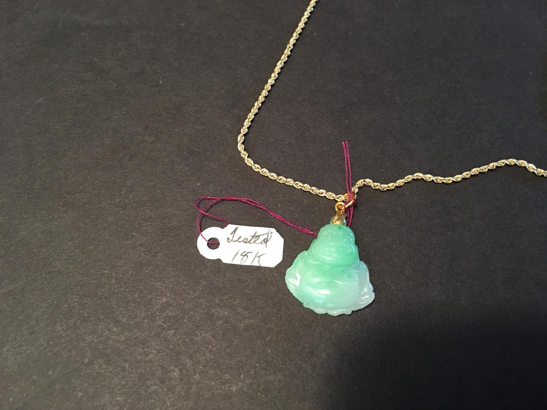 Tested 18 K Yellow Gold Necklace with Chinese Green (1 of 3)