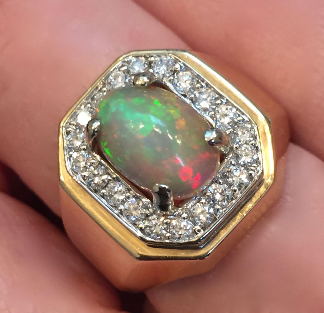 14K YELLOW GOLD OPAL AND DAMOND RING (1 of 5)