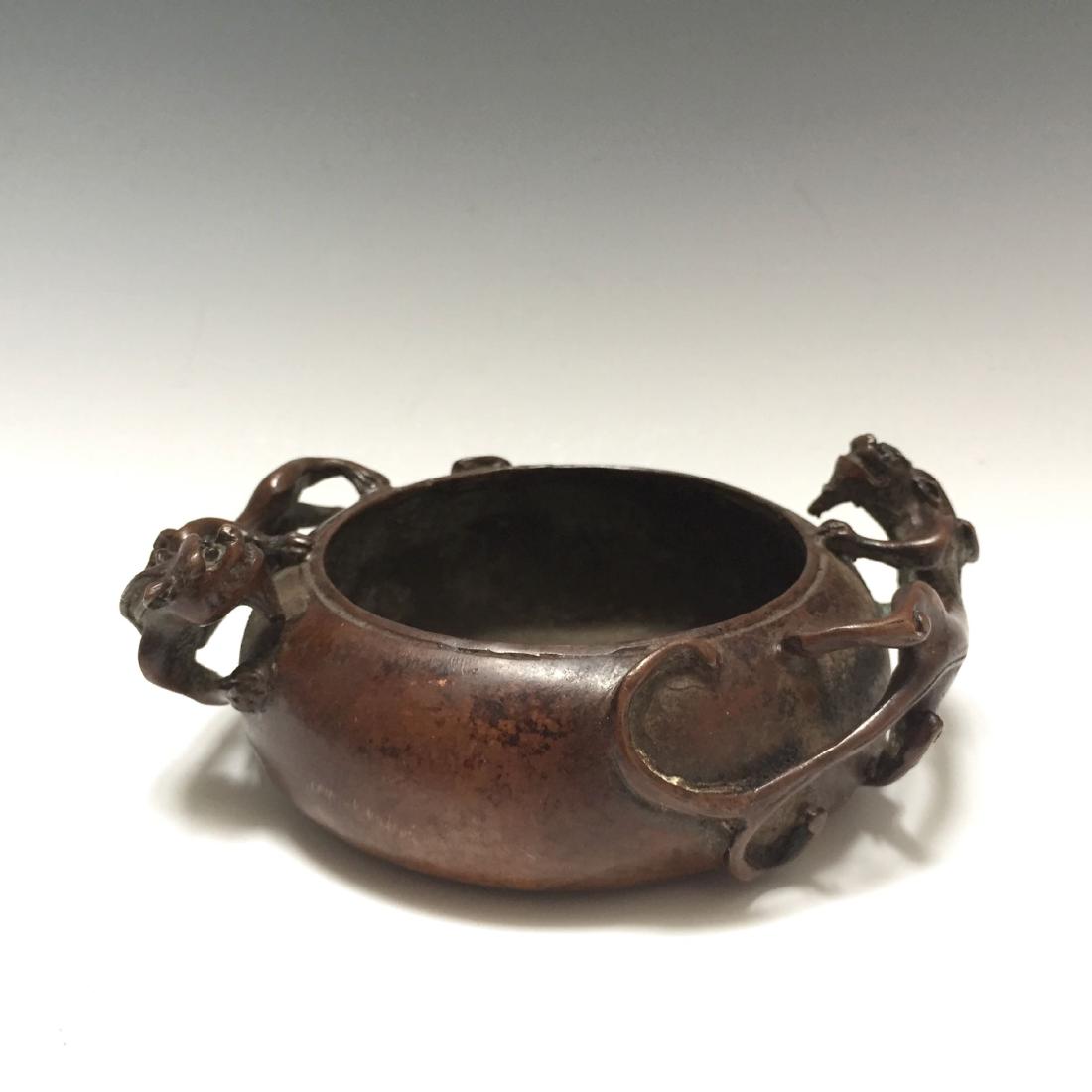 CHINESE ANTIQUE BRONZE CENSER. MARKED (1 of 5)