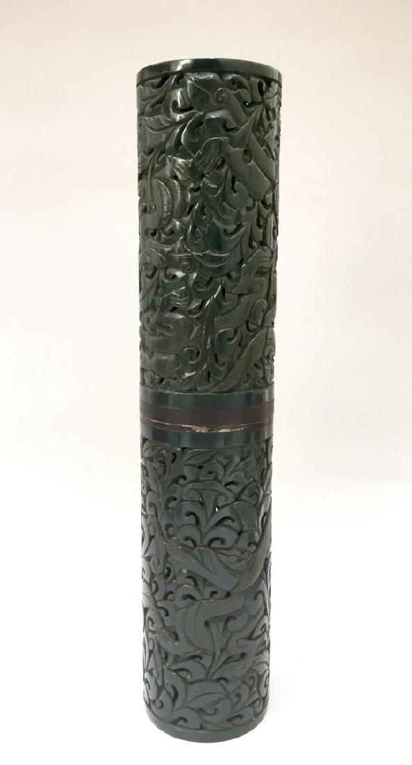 A GREEN JADE INCENSE HOLDER 19TH CENTURY (1 of 5)