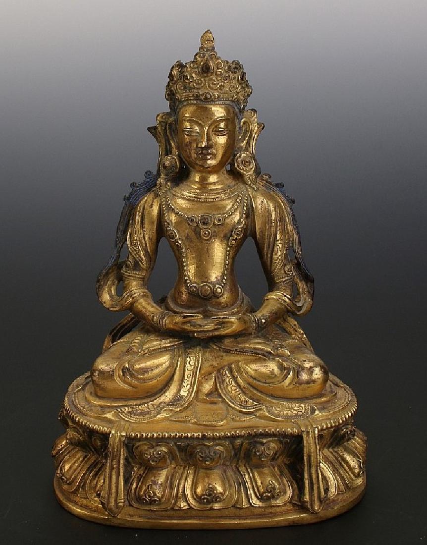 ANTIQUE Chinese Ming Dynasty Gilt Bronze Buddha (AD (1 of 8)