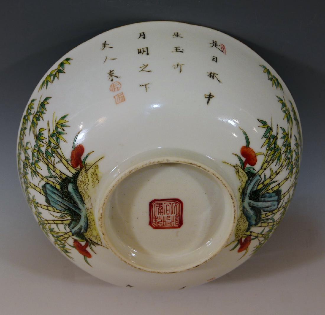 CHINESE ANTIQUE FAMILLE ROSE BOWL - TONGZHI MARK AND: CHINESE ANTIQUE FAMILLE ROSE BOWL - TONGZHI MARK AND PERIOD. 19 CM WIDE, 7 CM TALL. PROVENANCE - WASHINGTON DC ESTATE