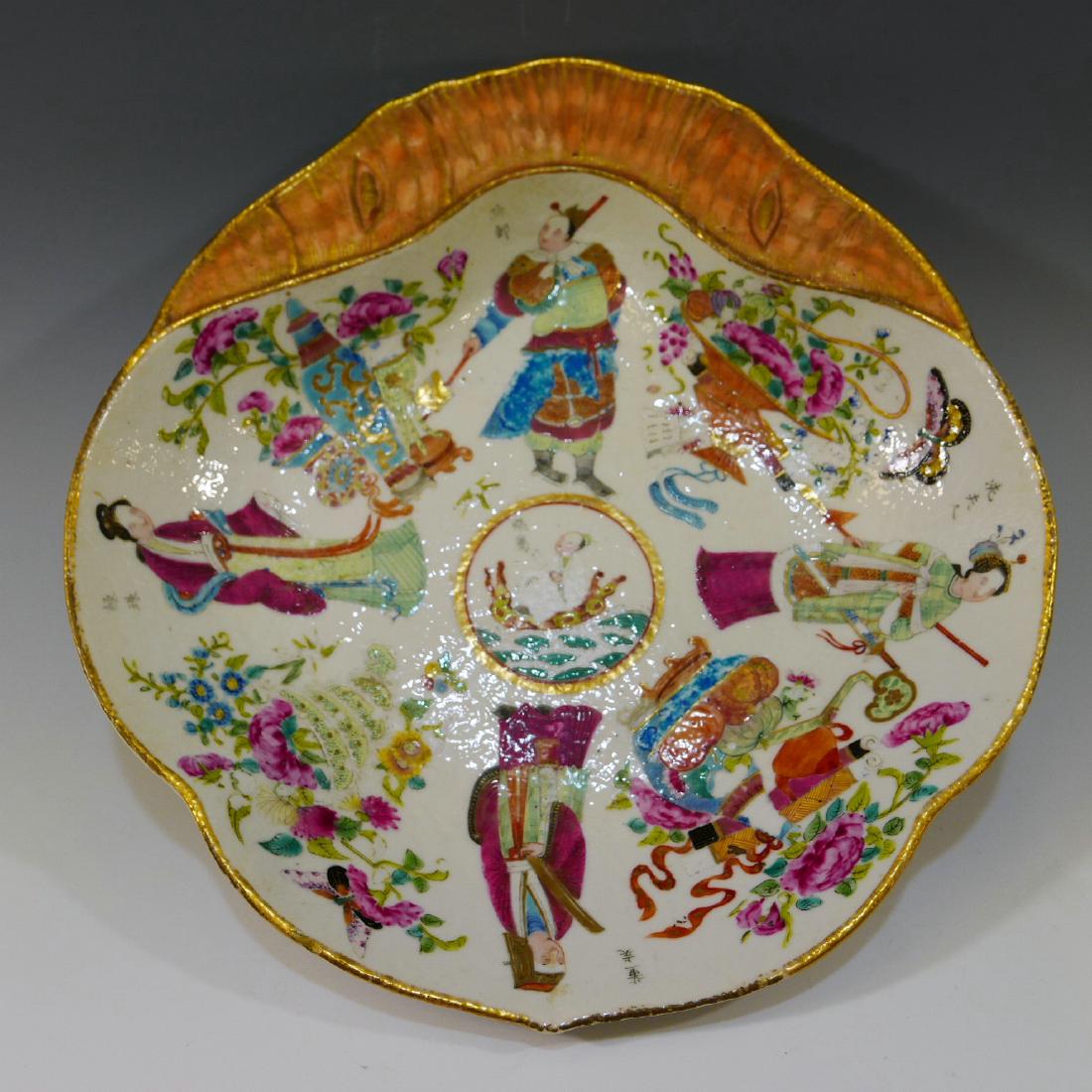 CHINESE ANTIQUE FAMILLE ROSE "WU SHUANG PU" DISH - 19TH (1 of 7)