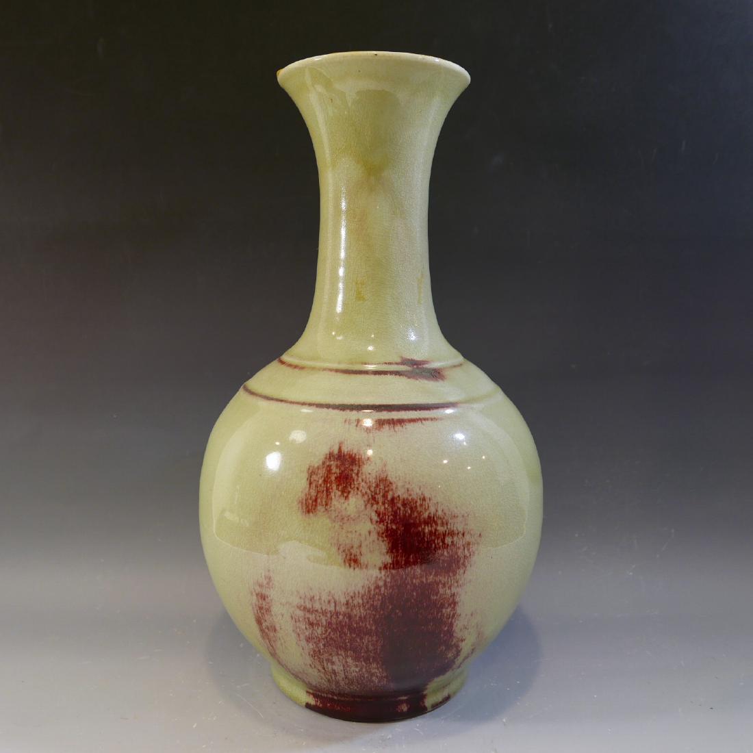 IMPERIAL CHINESE LIVER RED FLAMBE PORCELAIN VASE - (1 of 6)