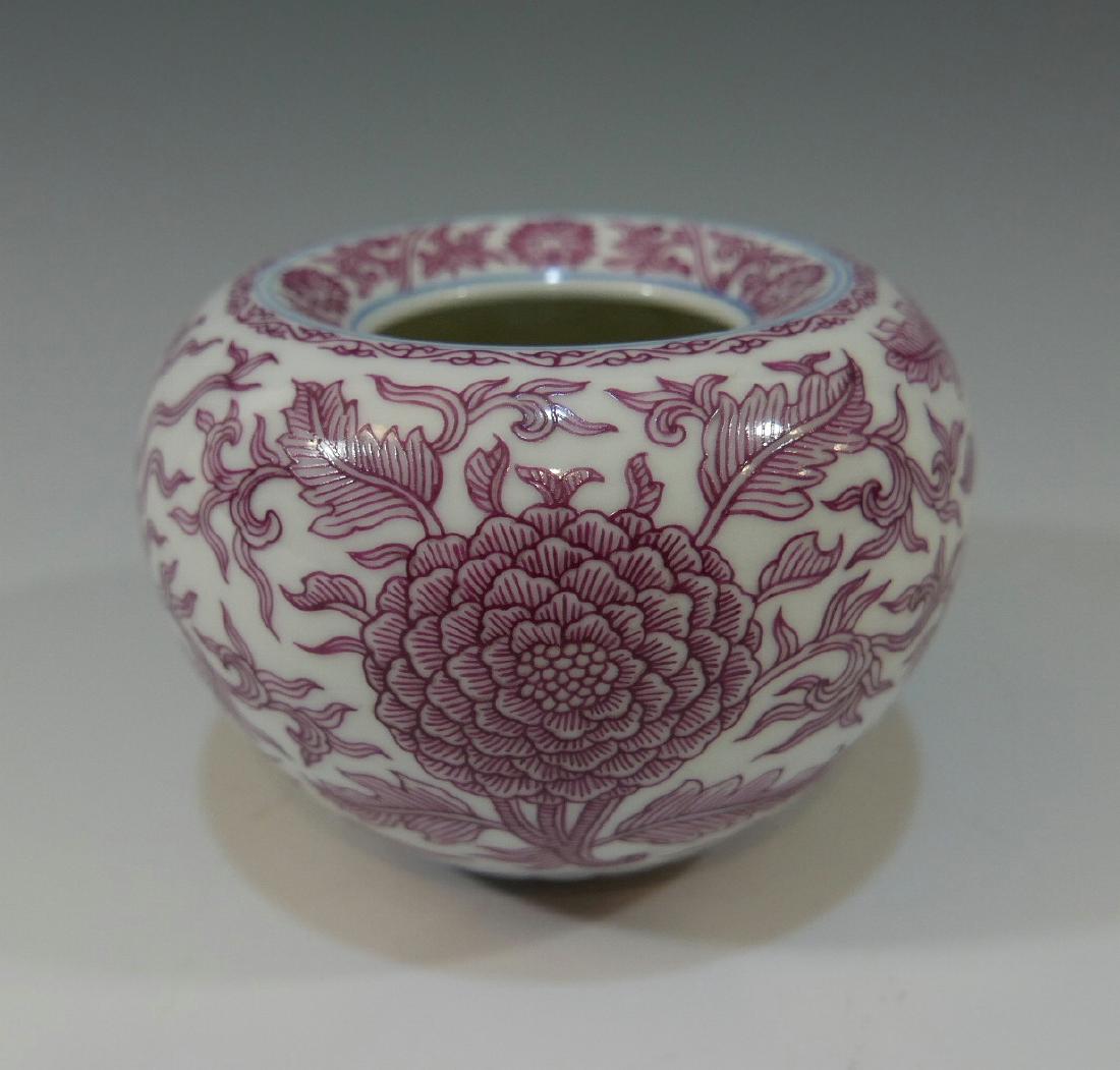 CHINESE ANTIQUE PINK GLAZED PORCELAIN WATER POT - (1 of 8)