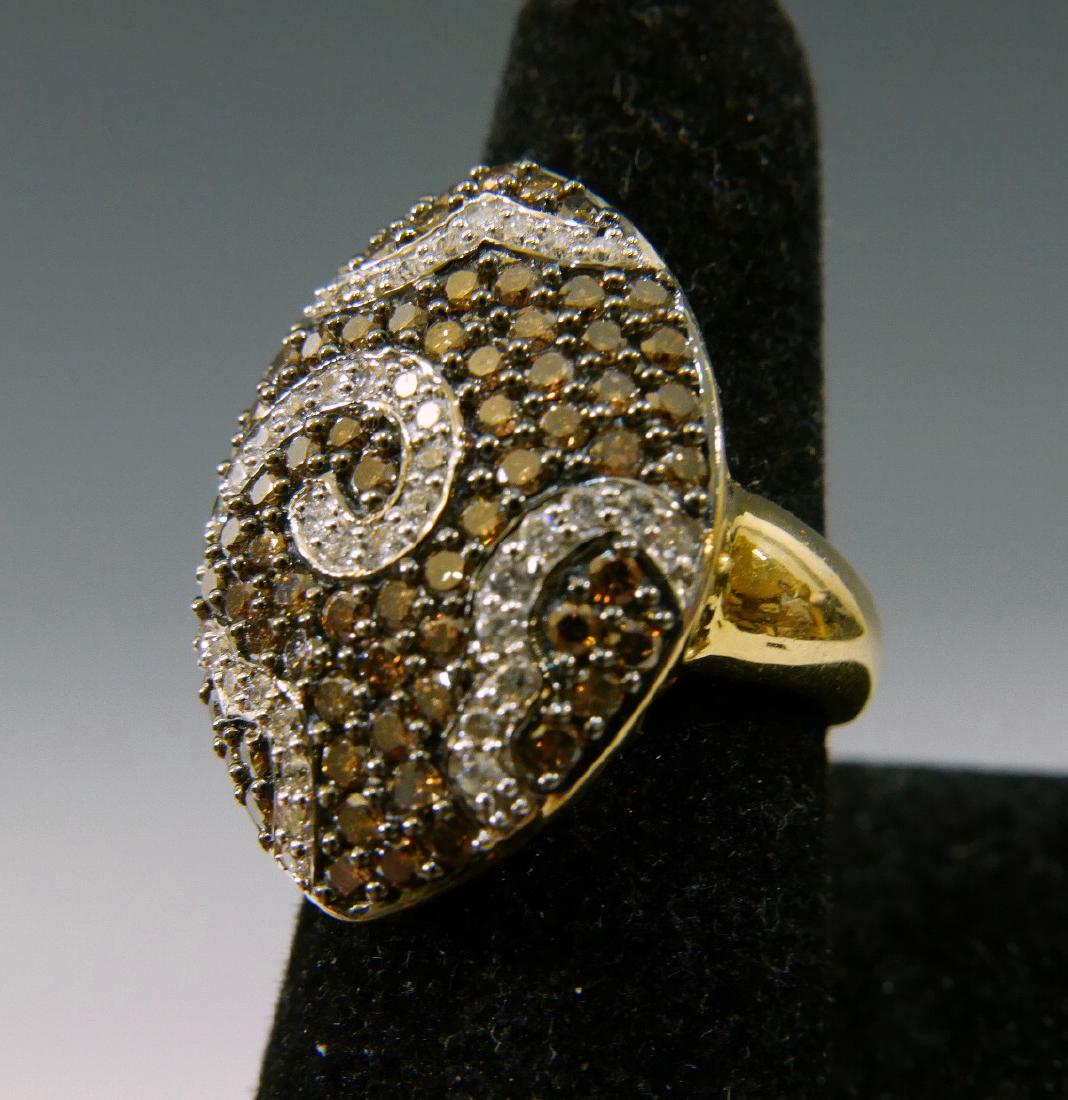 14K GOLD COGNAC & WHITE DIAMOND RING (1 of 5)