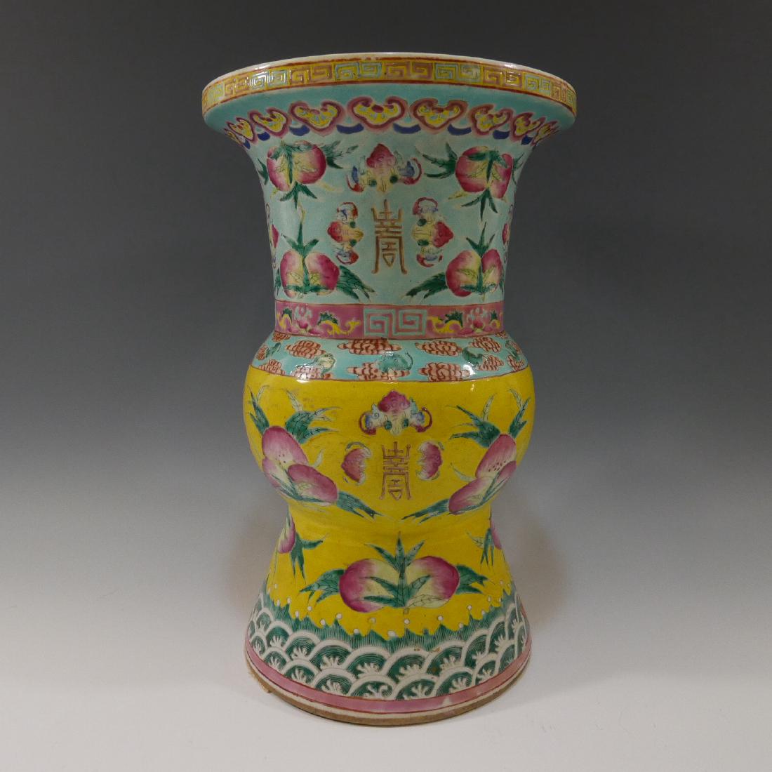CHINESE ANTIQUE FAMILLE ROSE GU VASE 19TH CENTURY (1 of 9)