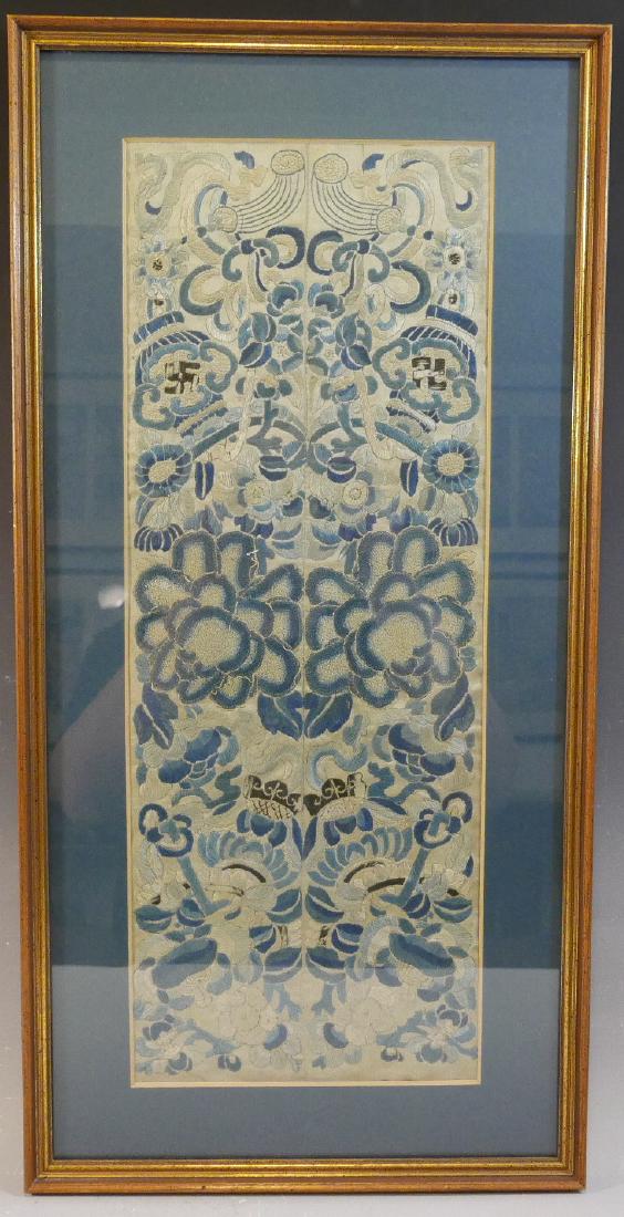 CHINESE ANTIQUE FRAMED SILK PANEL - 19TH CENTURY (1 of 5)
