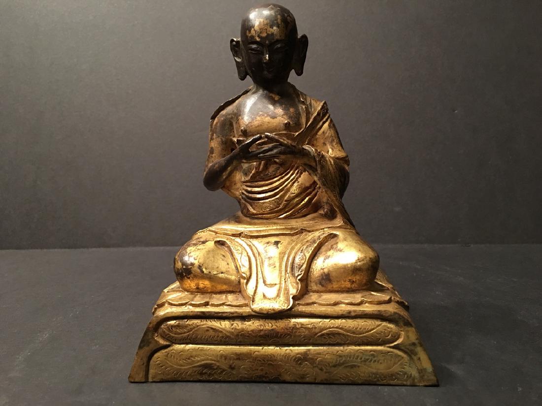 ANTIQUE Chinese Ming Gilt Bronze Buddha 5 1/2" H, Ming. (1 of 10)