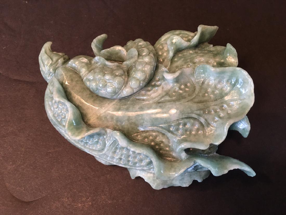 A Fine Chinese Green Jade Cabbage, 6" L x 4" W x 2 1/2": A Fine Chinese Green Jade Cabbage, 6" L x 4" W x 2 1/2" Thick